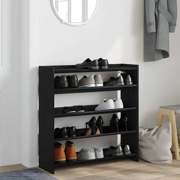 Maison Exclusive - Skohylde sort 80x25x81 cm ingeniørtræ