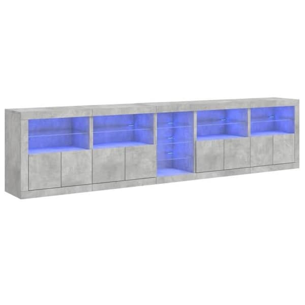 Maison Exclusive - Buffet med LED-lys grå beton 283x37x67 cm