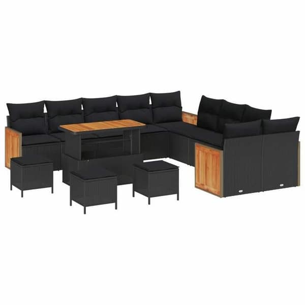 Maison Exclusive - 14 hengen puutarhakalustesarja 14 kpl Musta Svart