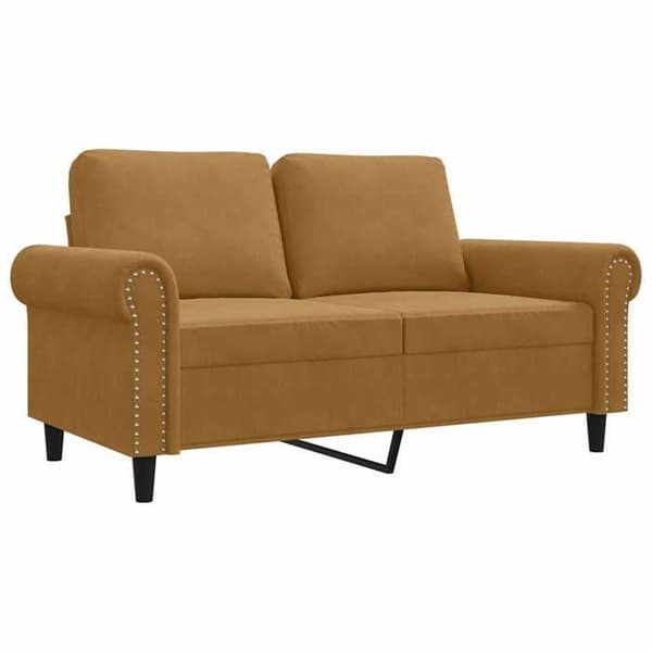 Soffa - EXKLUSIVT HUS - 2 platser 120 cm - Brun sammet - Robust metallram - Modern design brun