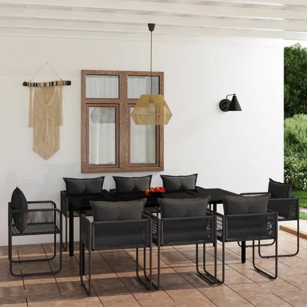Maison Exclusive - Trädgårdsset 9 delar Svart
