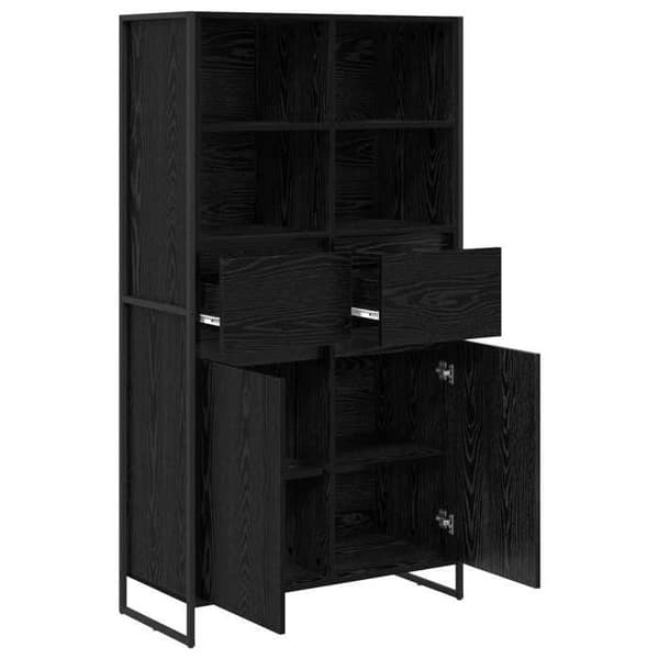 Maison Exclusive - Buffet Sort egetræ 81 x 36 x 150,5 cm Ingeniørtræ