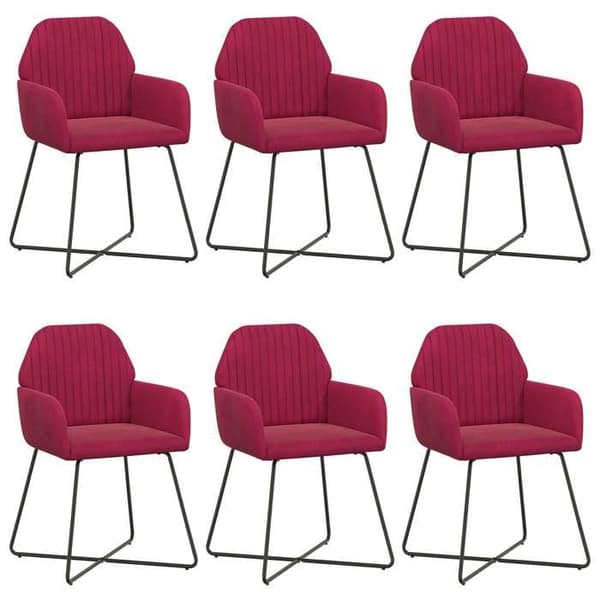 Maison Exclusive - Matstolar 6 st Sammet Bordeaux 55 x 50 x 84 cm