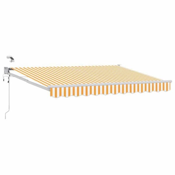 Fällbart tak - EXKLUSIVT HUS - 3 x 2,5 m - Aluminium - Motoriserat - LED & väder sensor gul och vit