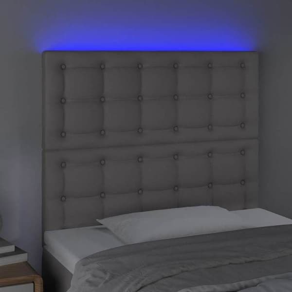 Maison Exclusive - LED Hovedgærde Grå 100x5x118/128 cm Syntetisk Læder