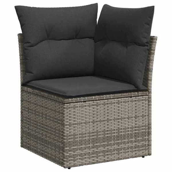 Maison Exclusive - Trädgårdsmöbler med kuddar 7 delar grå flätad resin