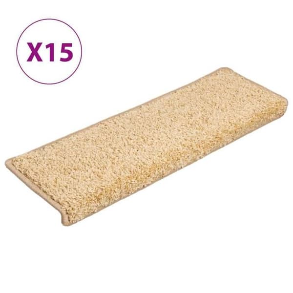 Trappe tæppe - Eksklusivt hjem - 15 dele - 65 x 21 x 4 cm - Creme rektangulær kant Grädde