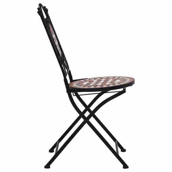 Maison Exclusive - Fällbara stolar med mosaik, set om 2, i brun keramik brun