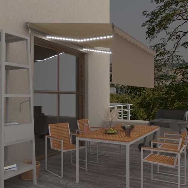 Maison Exclusive - Automatisk markise med vindføler og LED 3x2,5 m Creme Grädde