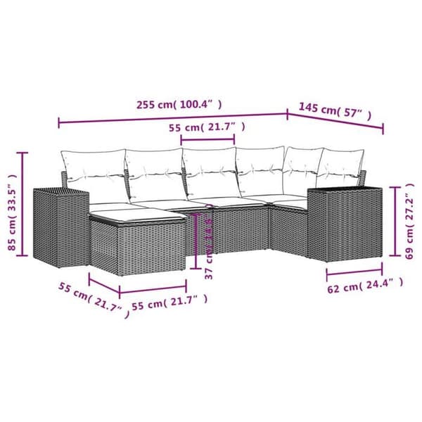Havemøbler - EKSKLUSIVT HUS - Modulerbart - 6 dele - Brun flet - Opbevaring under sæde brun
