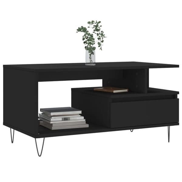Maison Exclusive - Sort sofabord 90x49x45 cm Ingeniørtræ