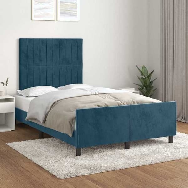 Maison Exclusive - Sängram utan madrass mörkblå 120x200 cm sammet