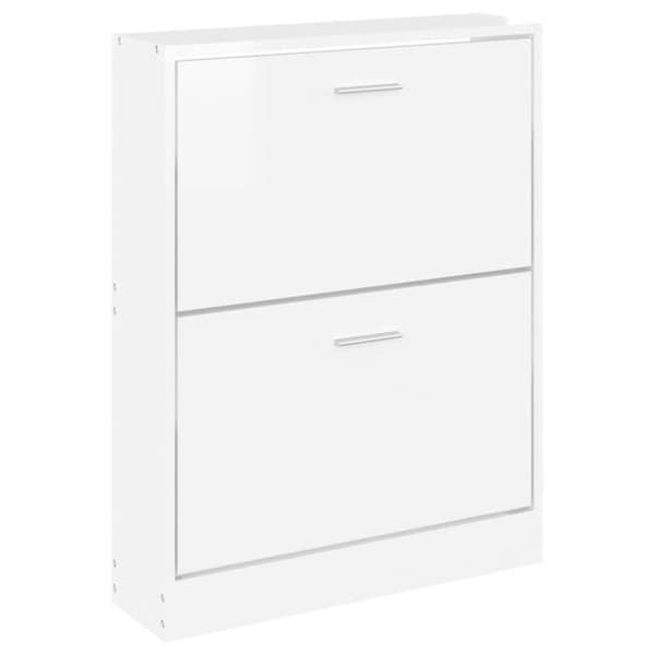 Skoark - EKSKLUSIV HUS - 59x17x81 cm - Hvid højglans - Spånplader - 2 klaplåger Vit