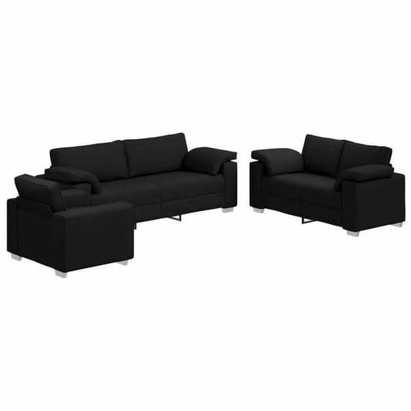 Maison Exclusive - Soffa 3 delar Svart tyg Svart
