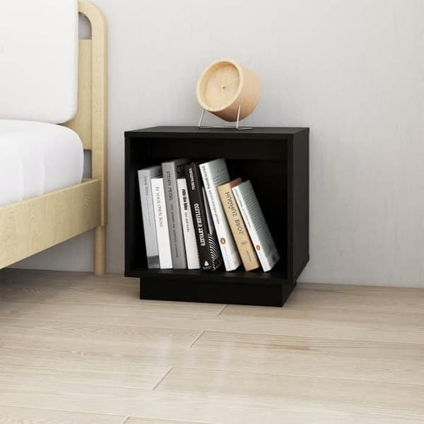 Maison Exclusive - Natborde 2 stk Sort 40x30x40 cm Solid fyrretræ Svart