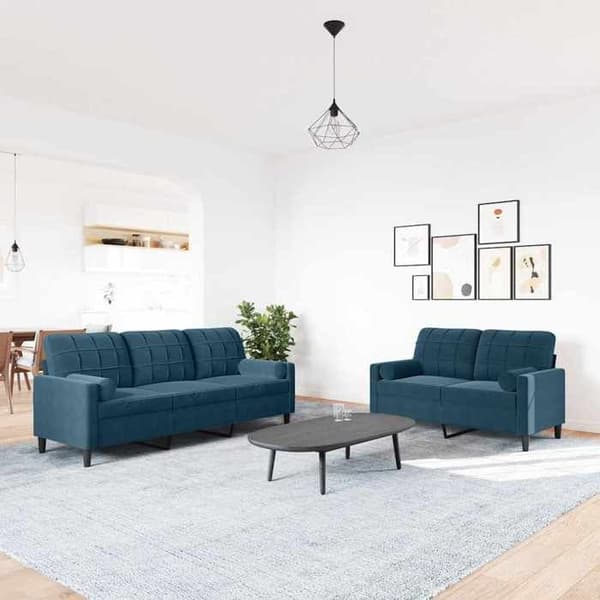 Maison Exclusive - 2 kpl sohvasetti ja siniset samettityynyt ja tyynynpäälliset Blå (sammet)