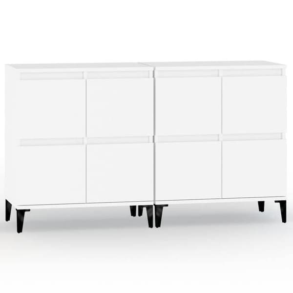 Maison Exclusive - Buffeter 2 stk hvid 60x35x70 cm ingeniørtræ Vit