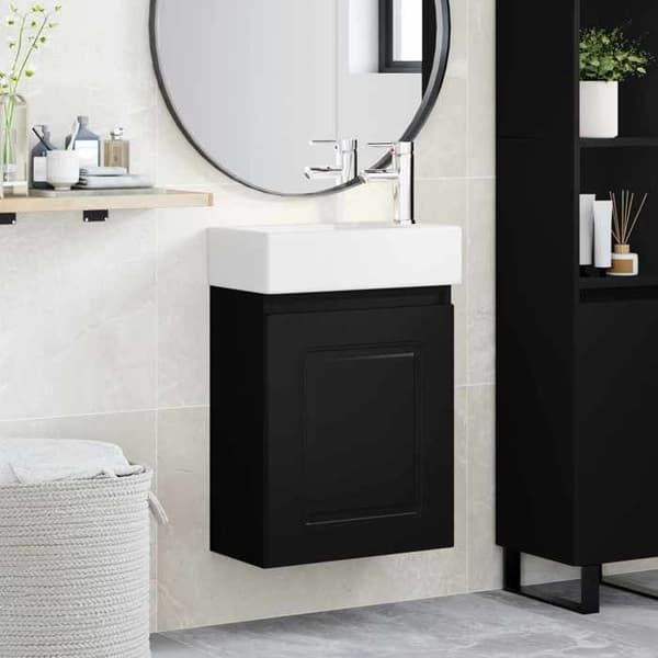 Maison Exclusive - Badeværelsesmøbel med sort vandhane 45,5 x 22,5 x 84 cm