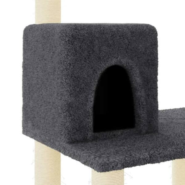 Kattetræ - Eksklusivt hus - 118,5 cm - Mørkegrå sisal - Hus og platforme mörkgrå