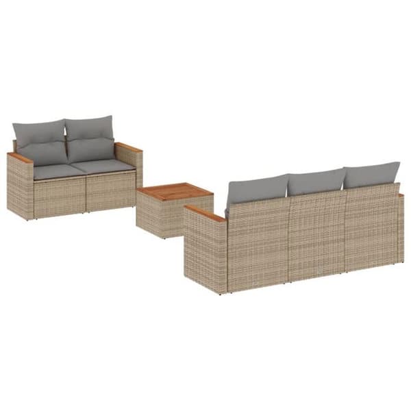 Maison Exclusive - Trädgårdsmöbler med kuddar 6 delar beige flätad resin