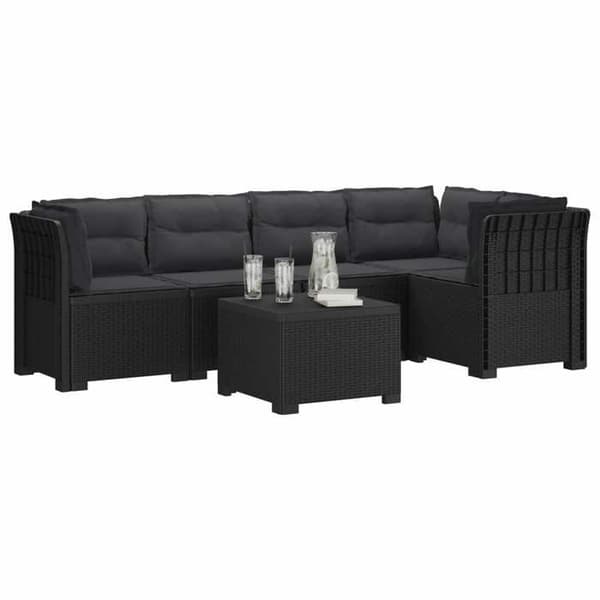 Havemøbel - EKSKLUSIVT HUS - Sofa 5 pladser Rattan-look PP - Polypropylen - UV-bestandig - Grå