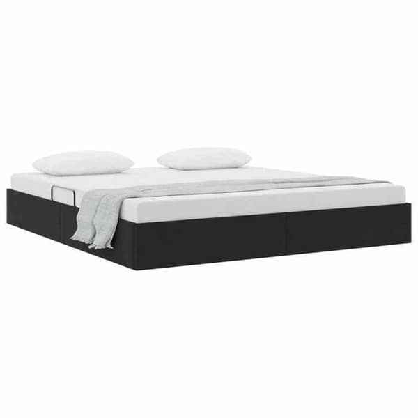 Lys ottoman - MAISON EXCLUSIVE - 180 x 200 cm - Velour - Sort - Opbevaring med hydraulisk løft Svart