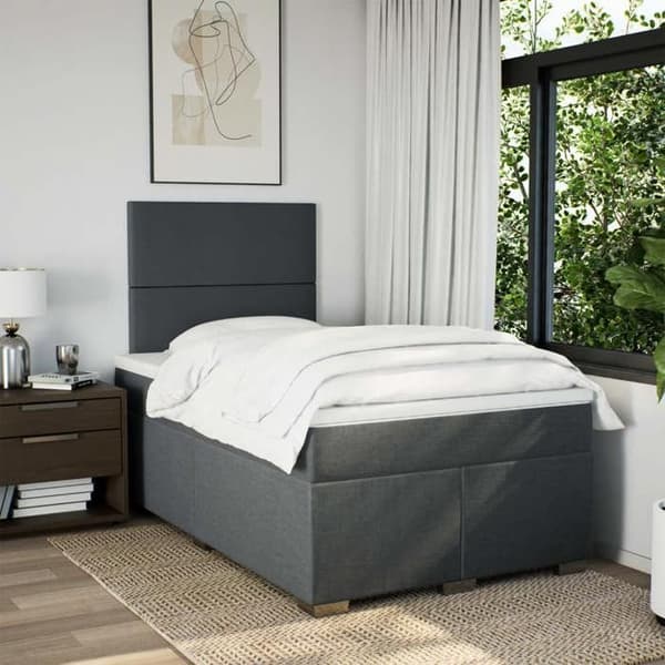 Maison Exclusive - Seng med lamelbund og mørk grå madras 120x190cm stof