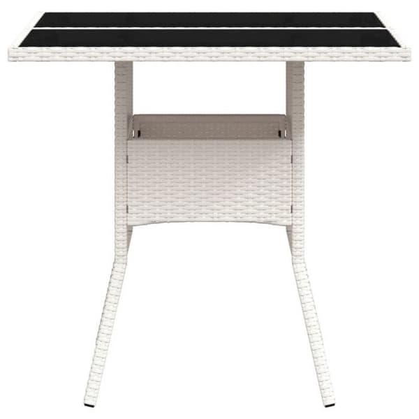 Trädgårdsbord - EXKLUSIV HEM - 80x80x75 cm - Härdat glas - Vit flätad resin - Stålram Vit