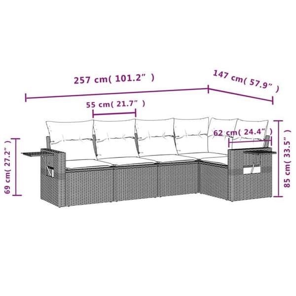 Maison Exclusive - Trädgårdsmöbler med kuddar 5 delar brun flätad resin