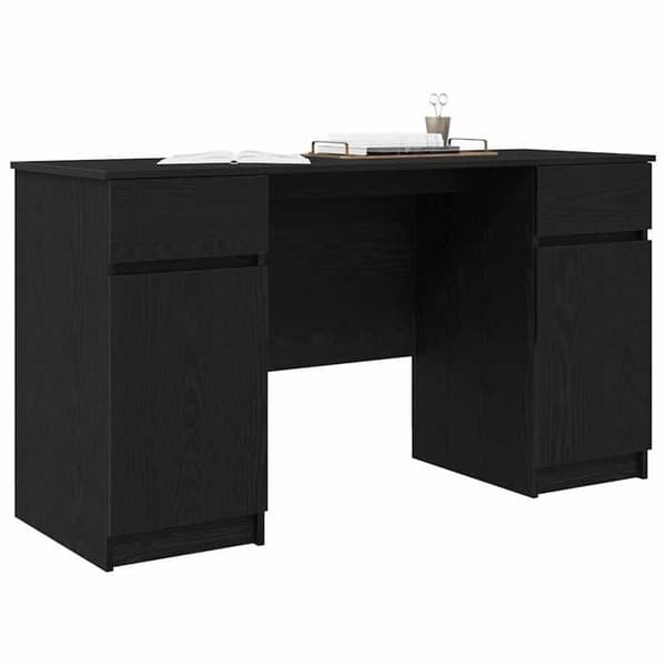Maison Exclusive - Kontor Sort egetræ Ingeniørtræ 140 x 49 x 76 cm svart ek