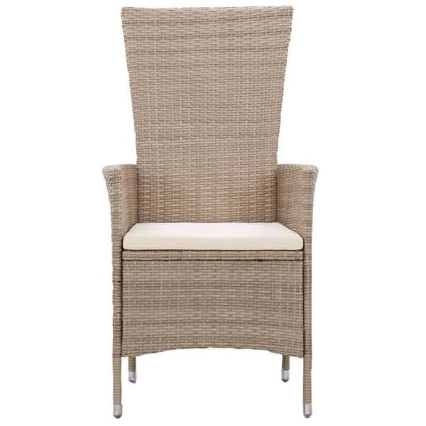 Maison Exclusive - 5 osan puutarhapöytäryhmä Beige Beige (stolar); vit krämkudde