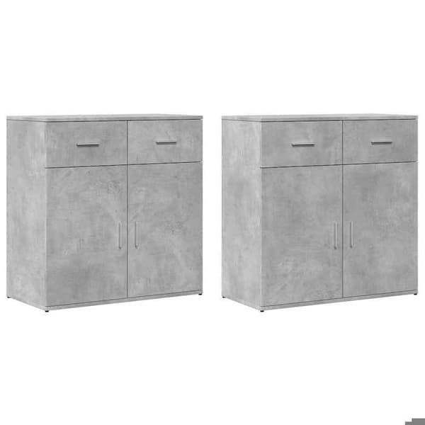 Maison Exclusive - Buffet 2 stk grå beton 79x38x80 cm ingeniørtræ