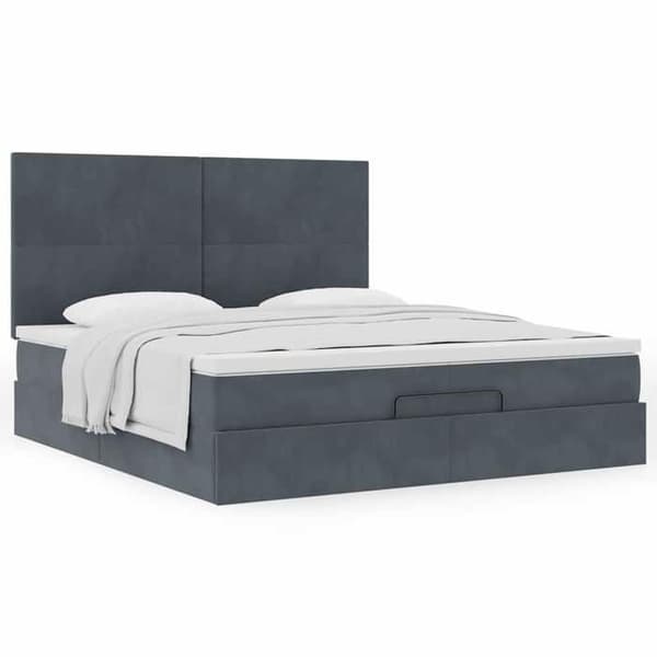 Maison Exclusive - Ottoman sängram med mörkgrå madrass 200x200 cm sammet Mørkegrå