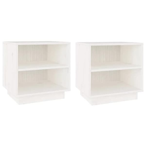 Maison Exclusive - Natborde 2 stk Hvid 40x34x40 cm Solid fyrretræ Vit