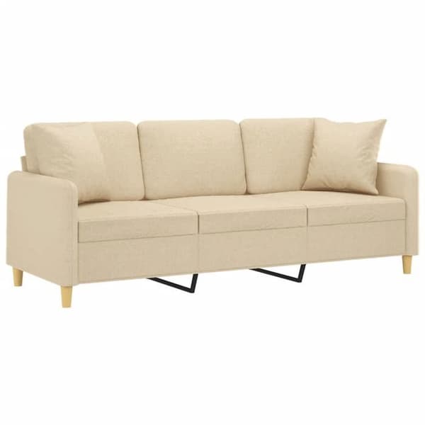 3-sitssoffa - Maison Exclusive - 100% polyester tyg i krämfärg - Robust metallram - Kuddar ingår Grädde