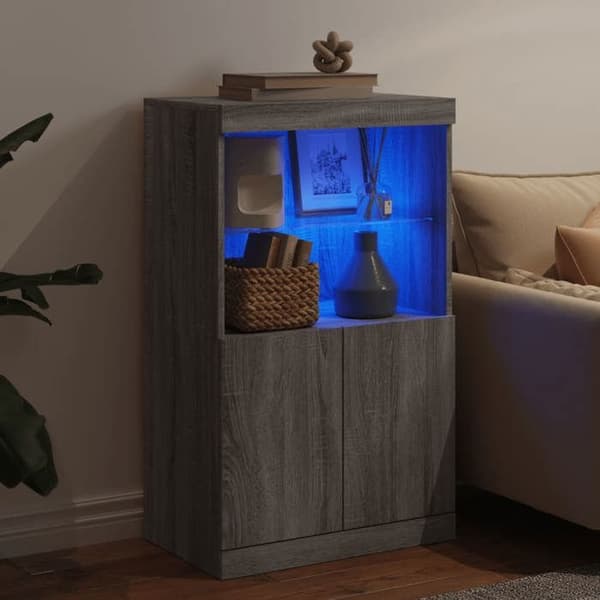 Maison Exclusive - Buffet med LED-lys sonoma grå 60,5x37x100 cm