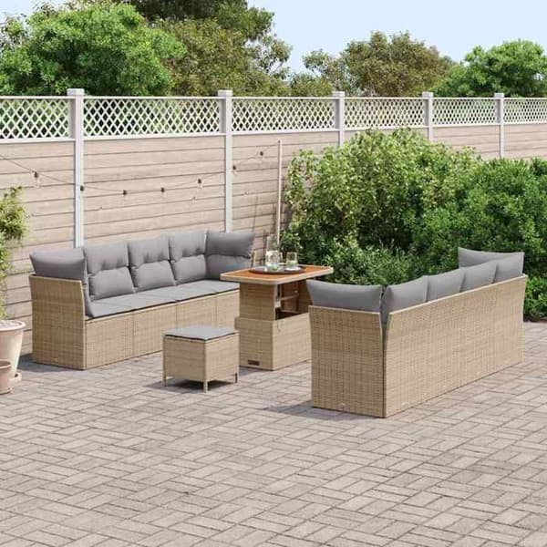 Maison Exclusive - 11 osan beige polyrottinkinen puutarhakalustesetti beige
