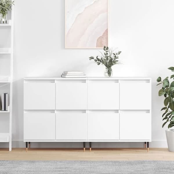 Maison Exclusive - Buffeter 2 stk hvidt ingeniørtræ Vit