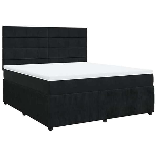 Maison Exclusive - Seng med lameller og madras Sort 180x200 cm Velour