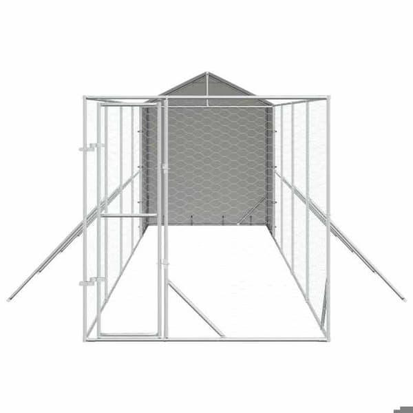 Maison Exclusive - Ulkoilma koirankoppi hopeakatolla 2x10x2,5 m