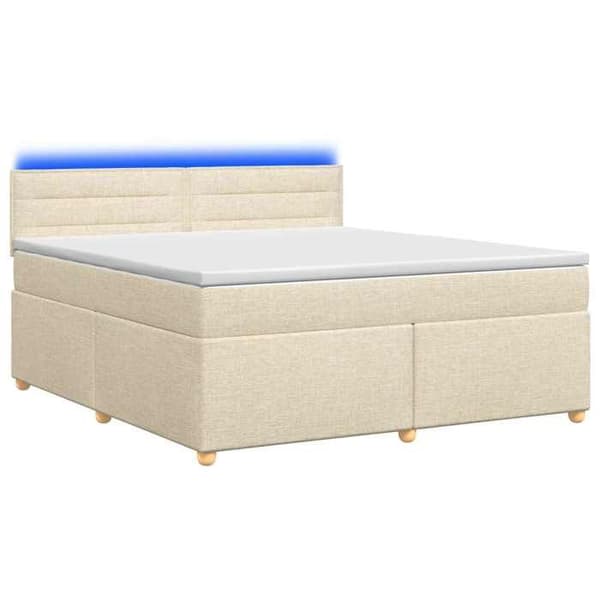 Maison Exclusive - Boxspring säng med madrass Crème 140 x 190 cm Tyg
