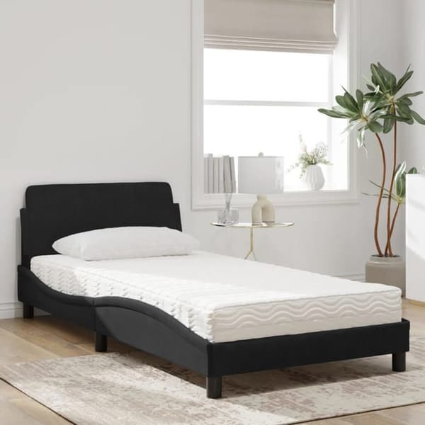 Maison Exclusive - Dover musta sänky patjalla 100x200 cm sametti