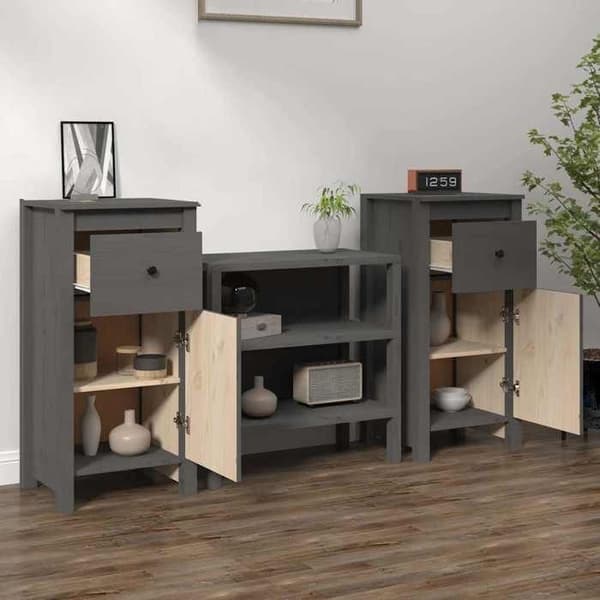 Maison Exclusive - Buffeter 2 stk grå 40x35x80 cm massiv fyrretræ