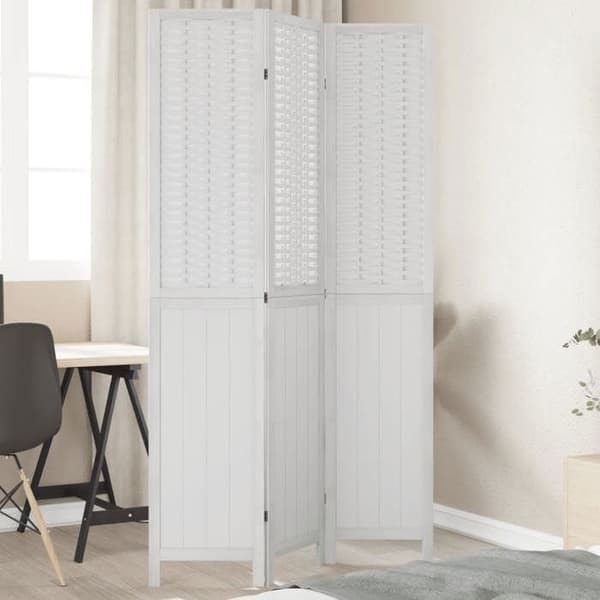 Maison Exclusive - Skillevæg 3 paneler hvid paulownia massivt træ