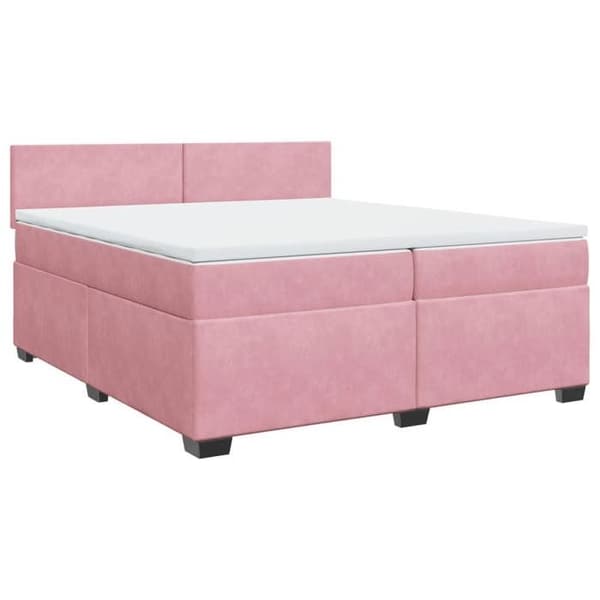 Maison Exclusive - Sängbotten med ribbor och madrass Rosa 200x200 cm Sammet