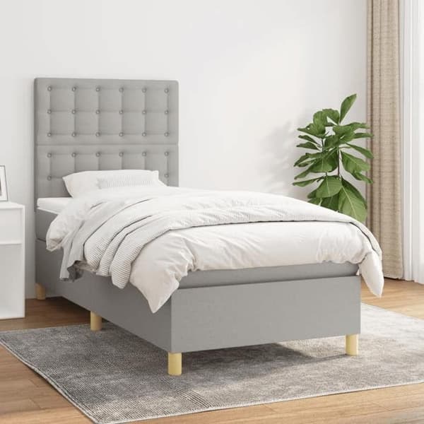 Maison Exclusive - Seng med lameller og madras Grå lys 100x200cm Stof