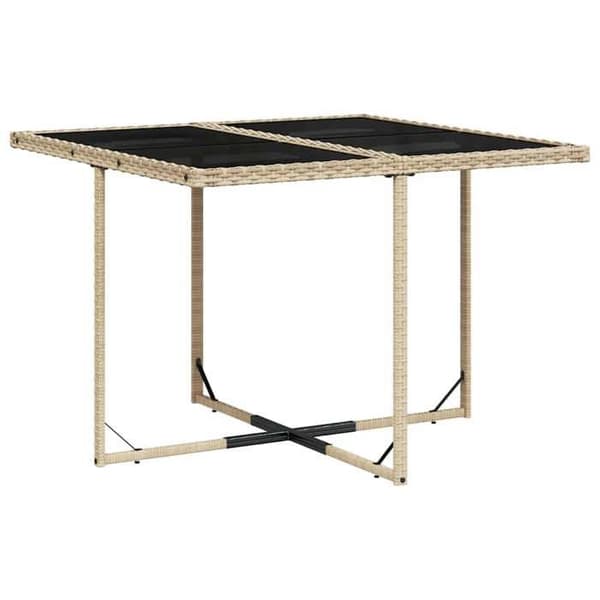 Maison Exclusive - Trädgårdsset med matbord och kuddar 11 delar beige polyrotting
