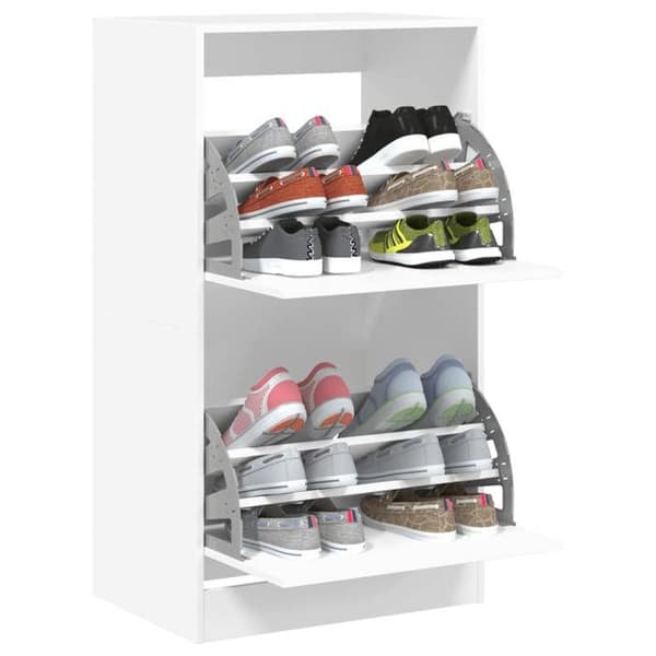 Maison Exclusive - Skoskab med 2 foldbare skuffer hvid 60x42x108 cm