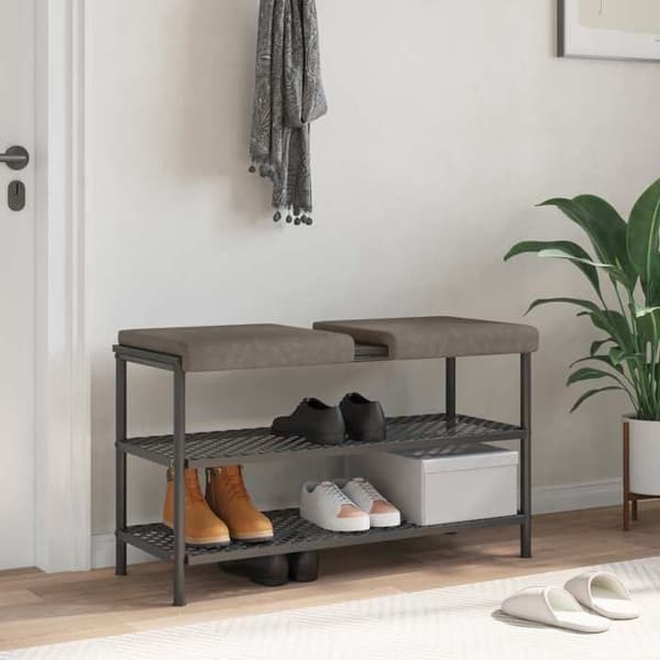 Maison Exclusive - Bænk pude 2 stk Kunstlæder Grå Dybde 35 cm