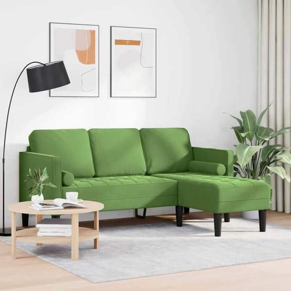 Modulär soffa - EXKLUSIV HEM - Modulär sektion - Ljusgrön sammet - Ingenjörsträ - Mjuk sits Ljusgrön